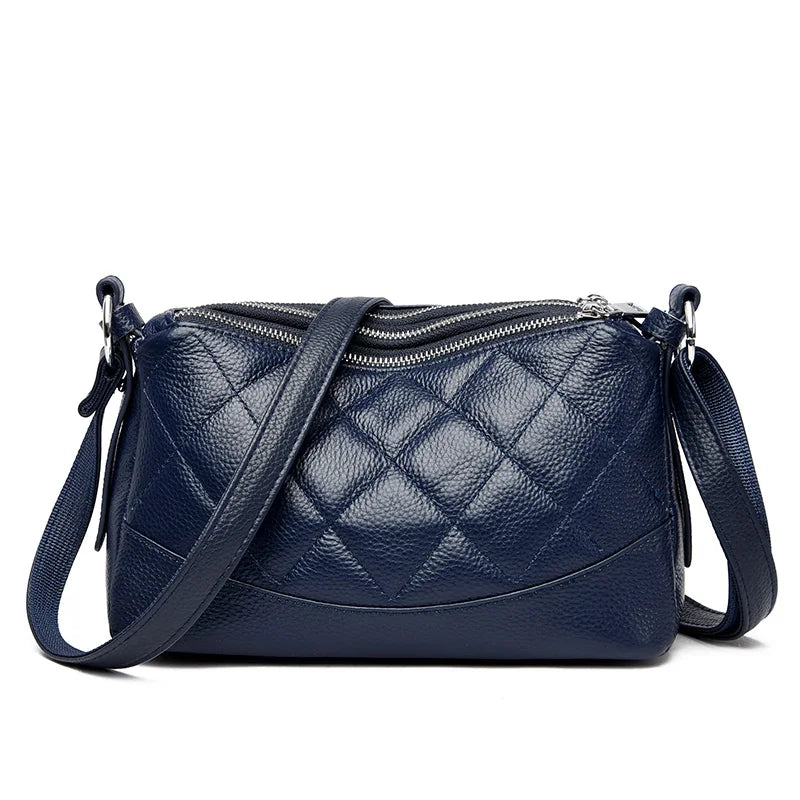 2024 New Women's Shoulder Bag 100% Genuine Leather Female Crossbody Bags Girl Tote Bolsas Three Layer Large Capacity Wallet Sac