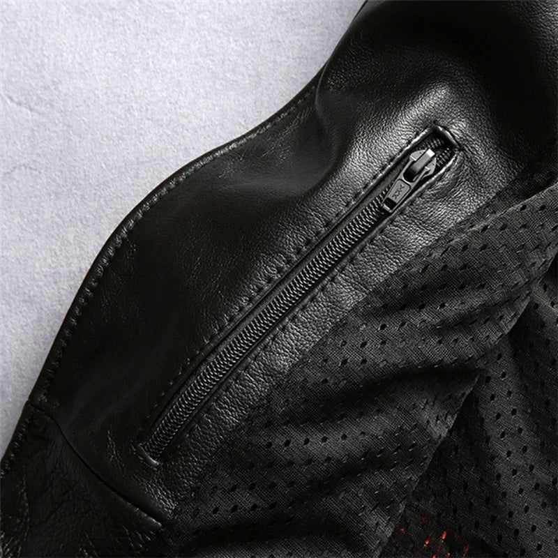 Slim street leather undershirt casual head layer cowhide vest men women couple models motorcycle sleeveless jacket