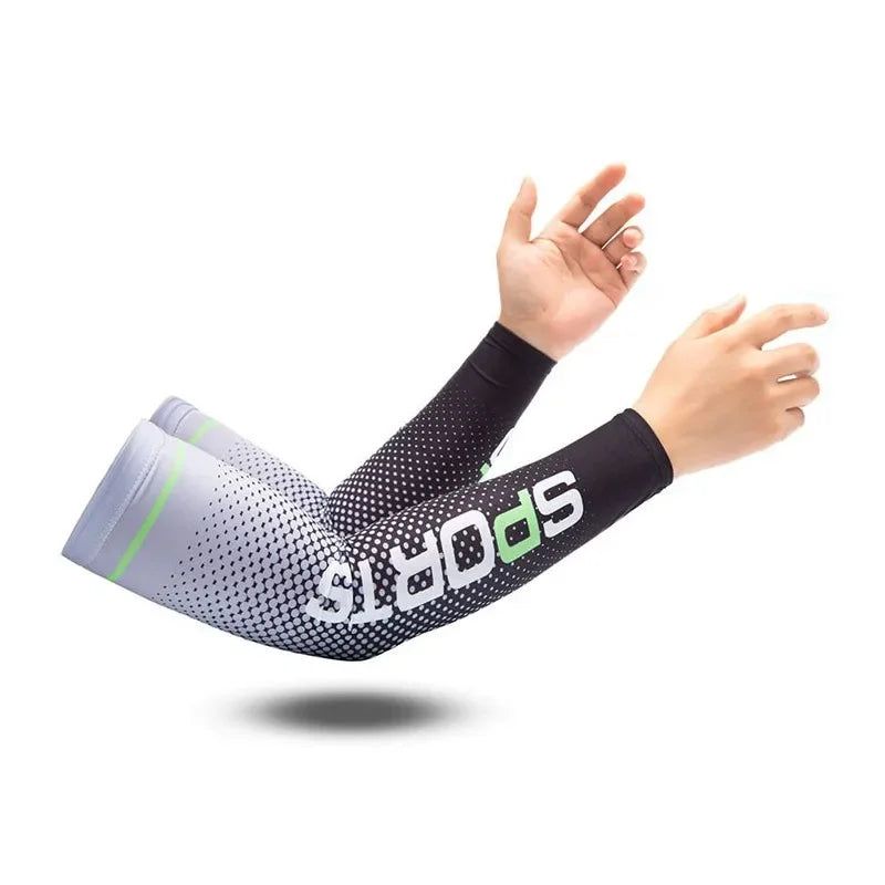 Summer Running Arm Sleeve Ice Silk Cooling Sunscreen Cuff UV Sun Protection Sleeve Anti-Slip Men Women Long Gloves Outdoor Sport
