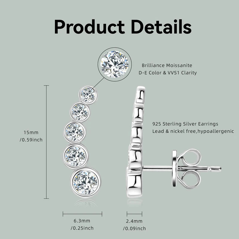 IOGOU 2024 Bezel Moissanite Jewelry Set Silver 925 Bubble Pendant Necklace Stud Earrings Women's Gift Valentine Day Christmas