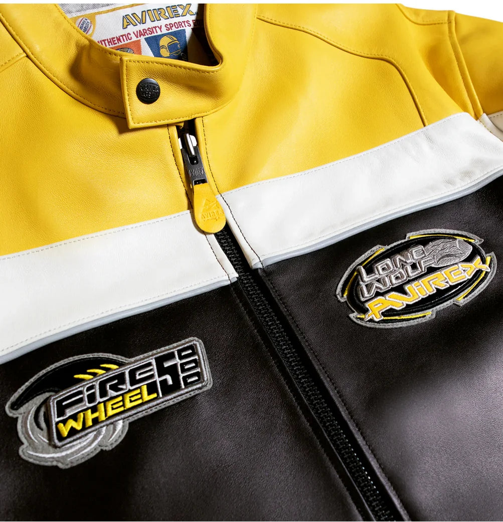 AVIREX new LONE WOLF RACER JACKET men's European lambskin motorcycle racing suit riding suit fashion casual leather jacket coat
