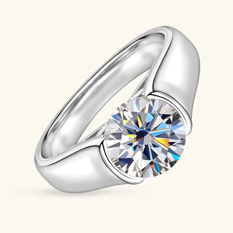 Lnngy Certified 8mm 2ct Moissanite Solitiare Ring For Women Original 925 Sterling Silver Wedding Rings With GRA Certificate