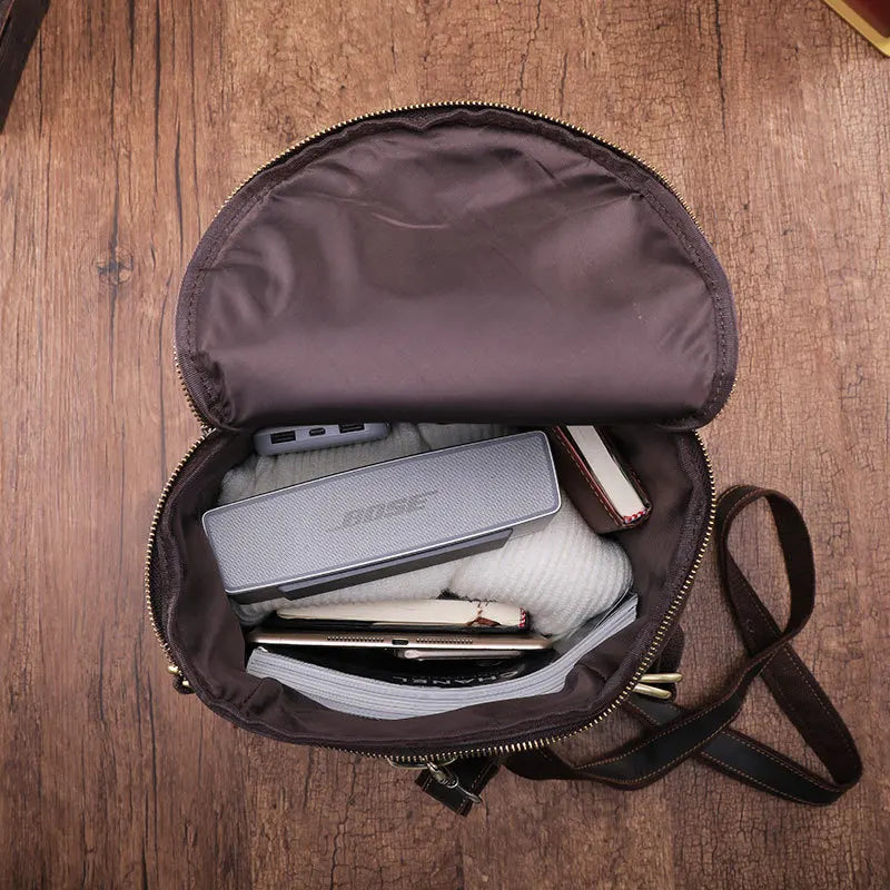 Luufan Unique Design Leather Backpack For Men Vintage Crazy Horse Leather Bucket Daypack Large Male Travel Bag Male Backpacks