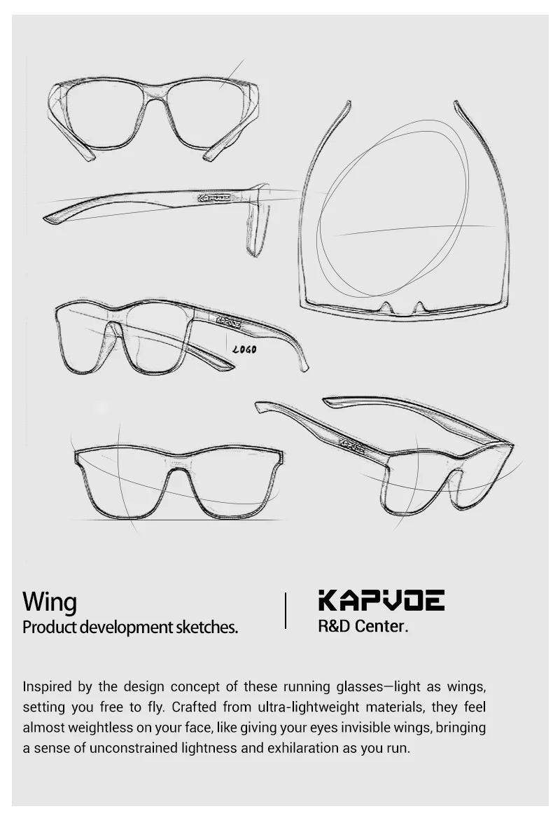 Kapvoe Polarized Outdoor Road Marathon Sports Cycling Glasses Men Women Riding Cycling Sunglasses UV400 Cycling Running Goggles