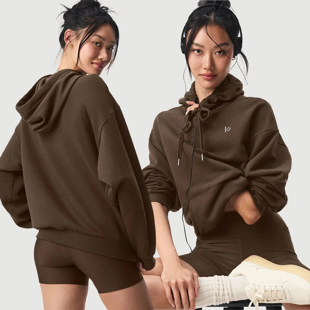 LO Yoga Hoodie Accolade Hoodie Cotton Loose Drawstring Versatile Pure Sports Pullover Hoodie Outdoor Top Yoga Shirts Hooded