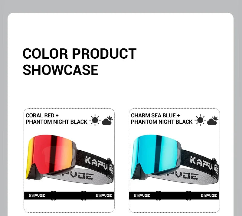 KAPVOE Winter Outdoor Ski Goggles Double Magnet Adsorpt Layers UV400 Anti-fog Coatings Snowmobile Snowboard Skiing Men Women