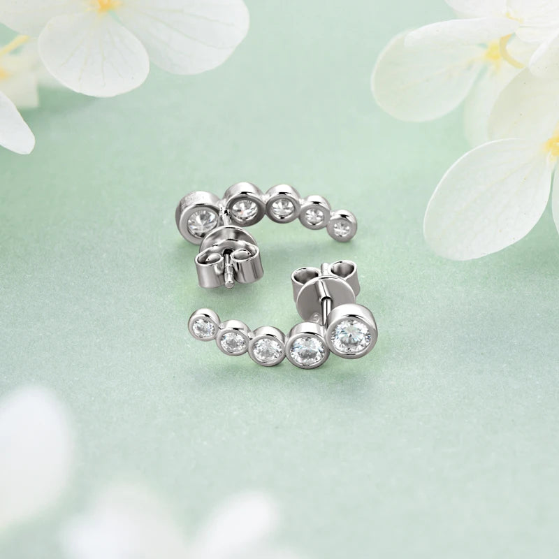 IOGOU 2024 Bezel Moissanite Jewelry Set Silver 925 Bubble Pendant Necklace Stud Earrings Women's Gift Valentine Day Christmas