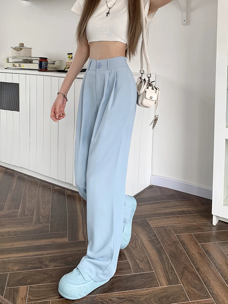 plus Size Women's Casual Wide Leg Pants High Waist Slimming Trousers Versatile Spring Faion Korean Sle Commute Pants