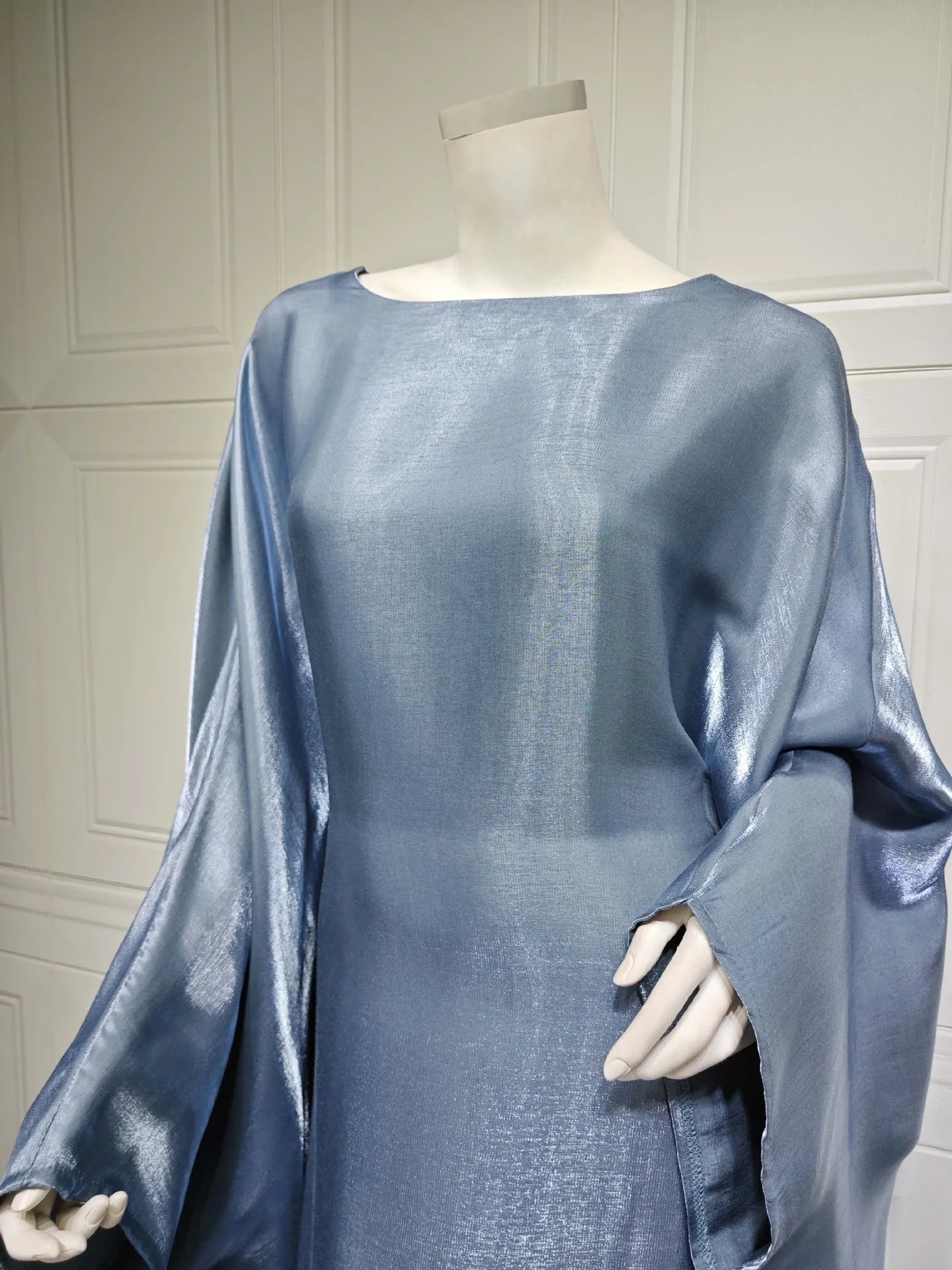 Batwing Butterfly Sleeve Satin Dress Abaya Dubai Muslim Maxi Dress Kaftan Abayas for Women Kebaya Caftan Robe Femme Vestidos