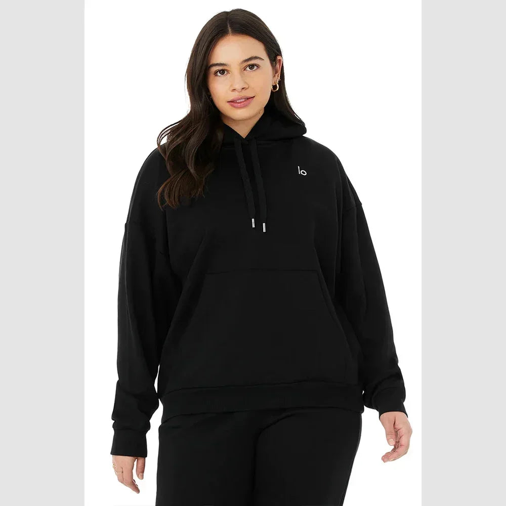 LO Yoga Hoodie Accolade Hoodie Cotton Loose Drawstring Versatile Pure Sports Pullover Hoodie Outdoor Top Yoga Shirts Hooded