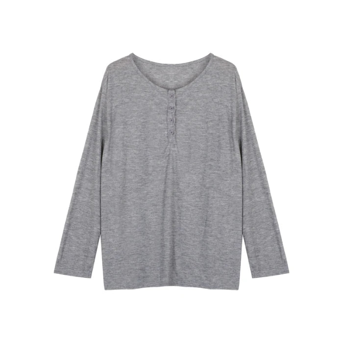 Ladies Casual V-Ne Long Sve T-irt Cover up White Loose Slimming Knitted Wear Summer Inner Top Comfortable Sle