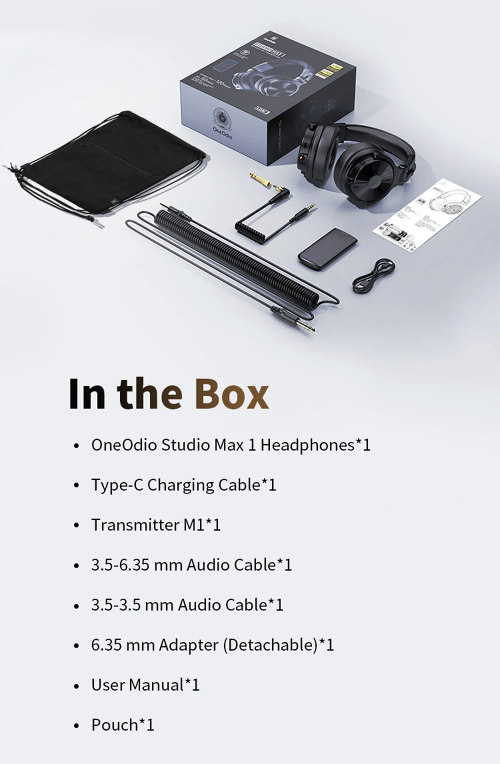 Oneodio Studio Max1 Bluetooth Headphones Wireless DJ Headset With Low Latency Professional Studio Monitor Headphones Hi-Res LDAC