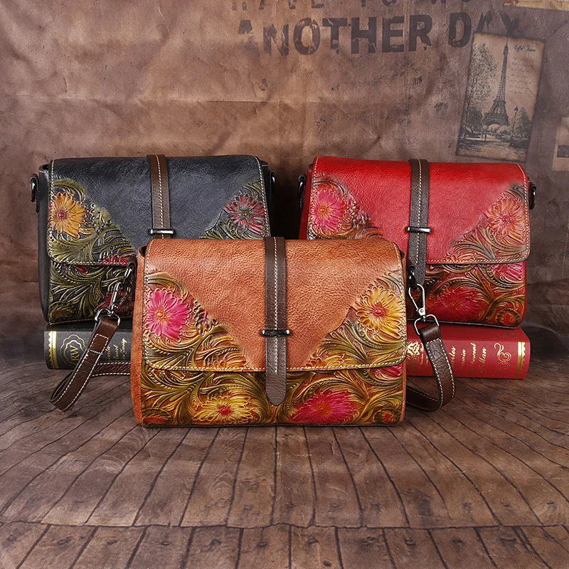 MOTAORA Women Shoulder Bag Genuine Leather Handbag Female Luxury Handmade Embossed Vintage Flap Bag High Quality Messenger Bags