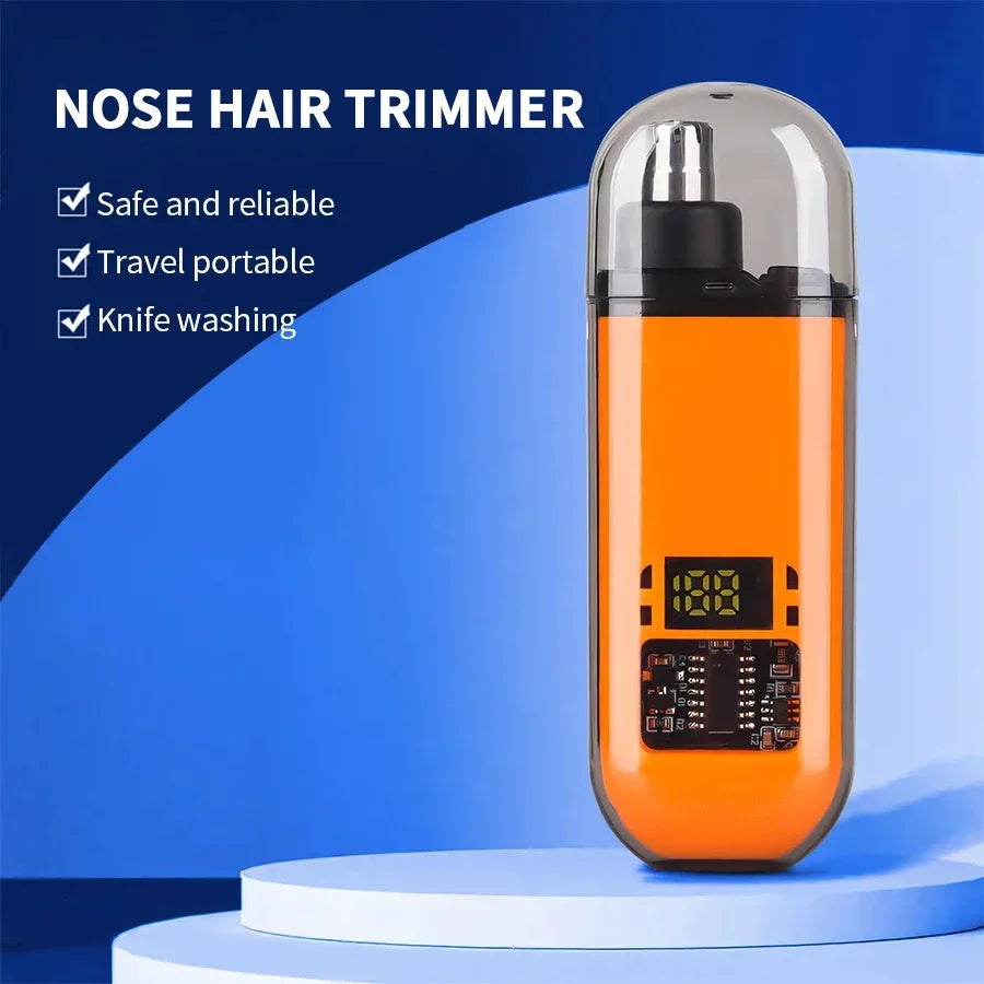 2-in-1 Electric Portable Ear & Nose Hair Trimmer Clipper – Professional Painless Grooming Tool for Men