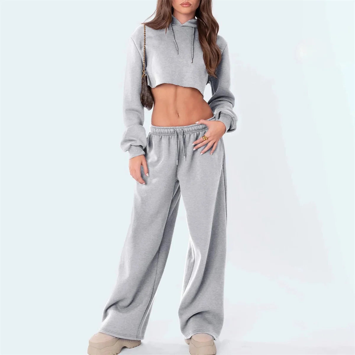 Casual Straight Joggers Sweatpants Women Fashion Retro Solid Drawstring High Waist Pant Spring Summer Street Trouseres 2025 Chic