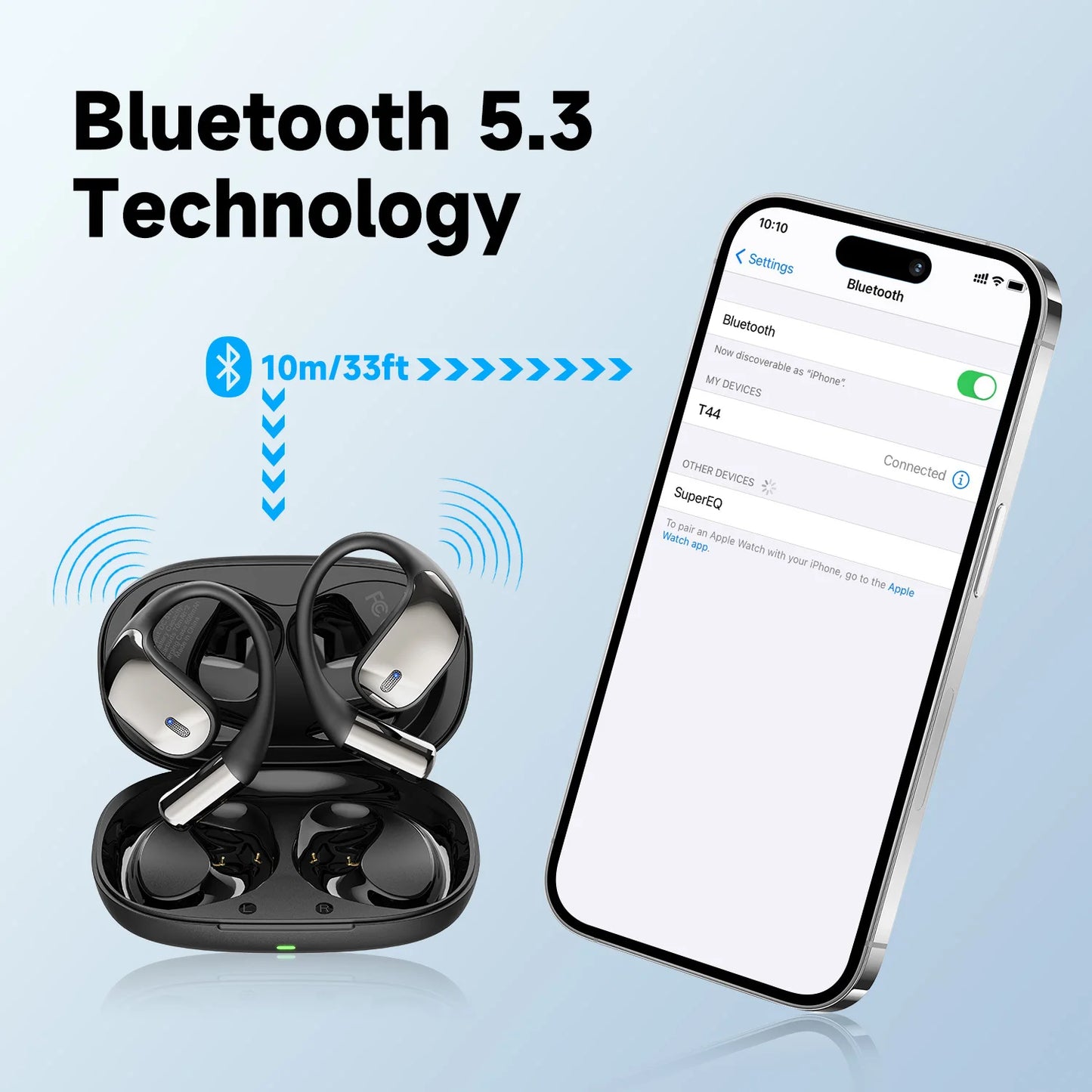 Oneodio SuperEQ T44 Open Ear Earphones Wireless Bluetooth 5.3 Headphones Air Conduction Sports Earbuds With 4 ENC Mic Bass OWS