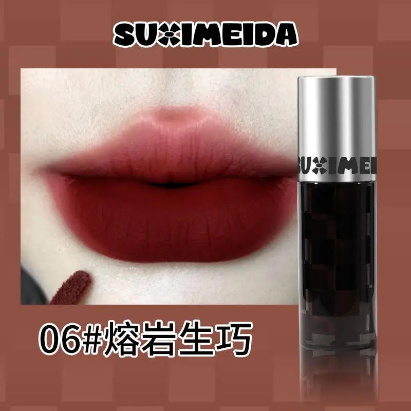 Punk Dark Red Lip Gloss Waterproof Lasting Matte Lipstick Smoky Nude Purple Matte Lipstick Natural Chocolates Lip Tint Makeup