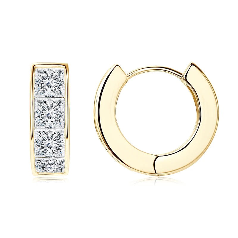 Lnngy 3.2CTTW Princess Cut Moissanite Earring for Women Certified 925 Sterling Silver Hoop Earrings Fashion Versatile Jewelry
