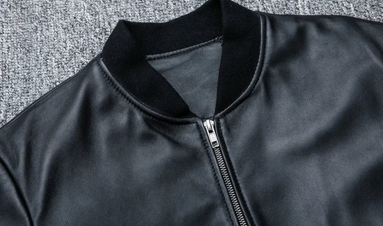 Men's 2025 Sheepskin Motorcycle Jacket – Stand Collar Biker Coat Autumn Winter