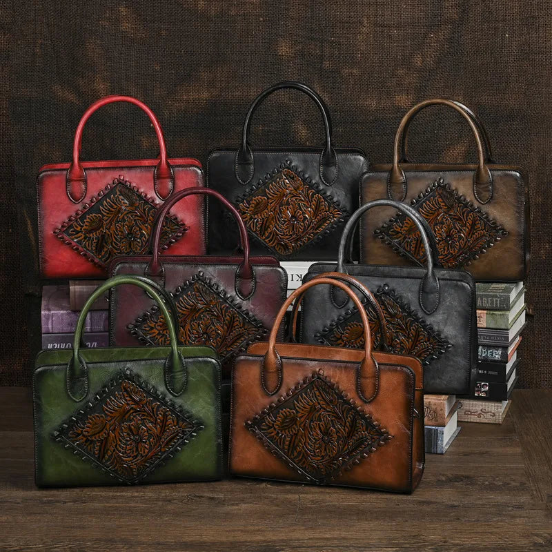 MOTAORA 2025 Vintage Leather Handbag Women Anti-Theft Shoulder Bag with Embossed Pattern, Mother's Day Gift Purse for Daily Use