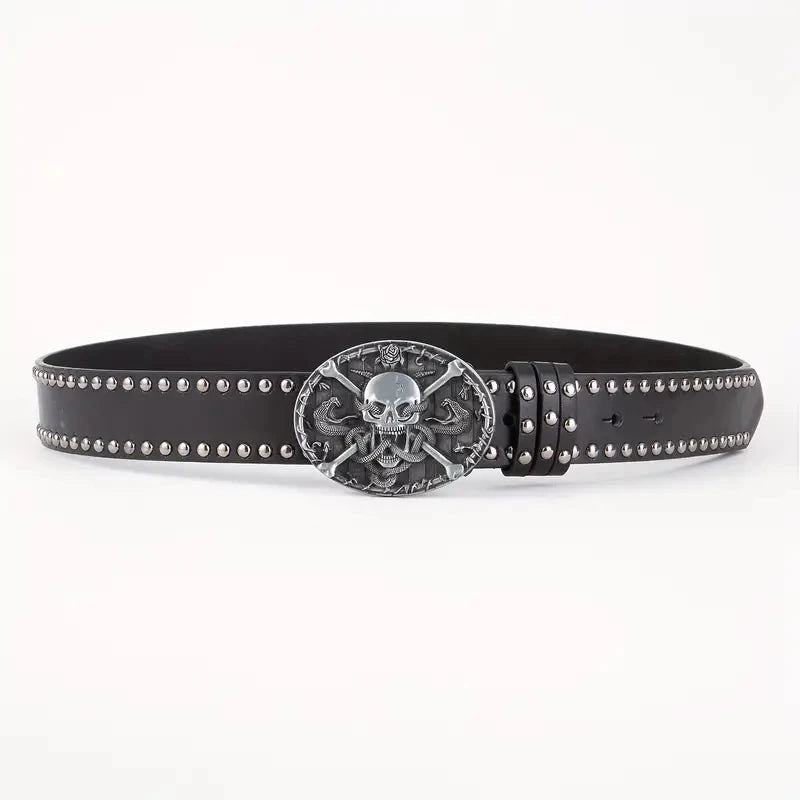 A Western Style Elk Buckle Pu Belt for Men and Women