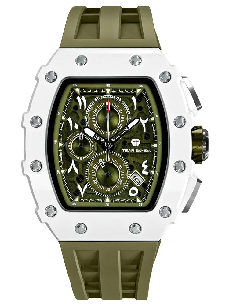 TSAR BOMBA 2025 New Mens Watch TB-8204QA Arabic numerals Dial Tonneau Wristwatch for Men Sapphire Mirror Waterproof Clcok