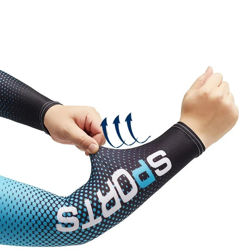Summer Running Arm Sleeve Ice Silk Cooling Sunscreen Cuff UV Sun Protection Sleeve Anti-Slip Men Women Long Gloves Outdoor Sport