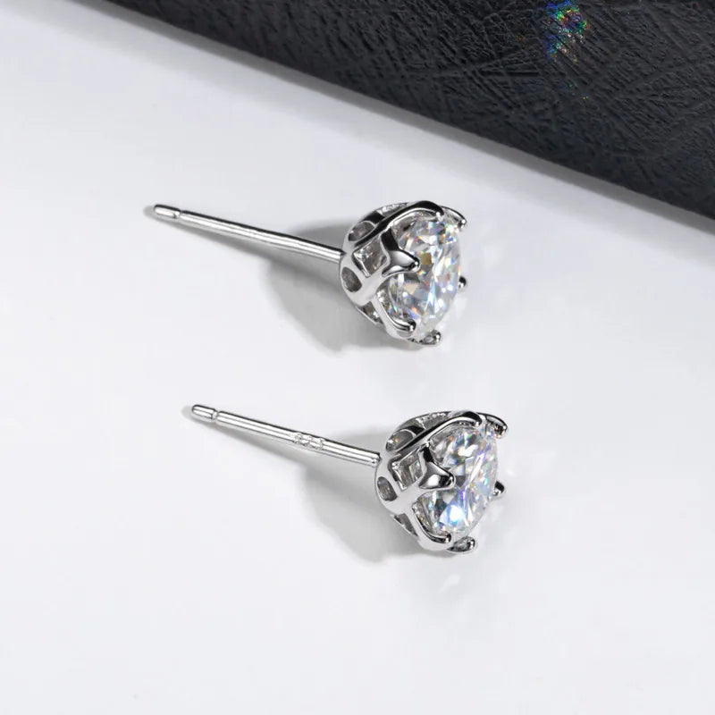JoyceJelly 1/2/4CT VVS D Color Moissanite Russian Cut 8H8A Lab Diamond Stud Earrings For Women S925 Sterling Silver Fine Jewelry