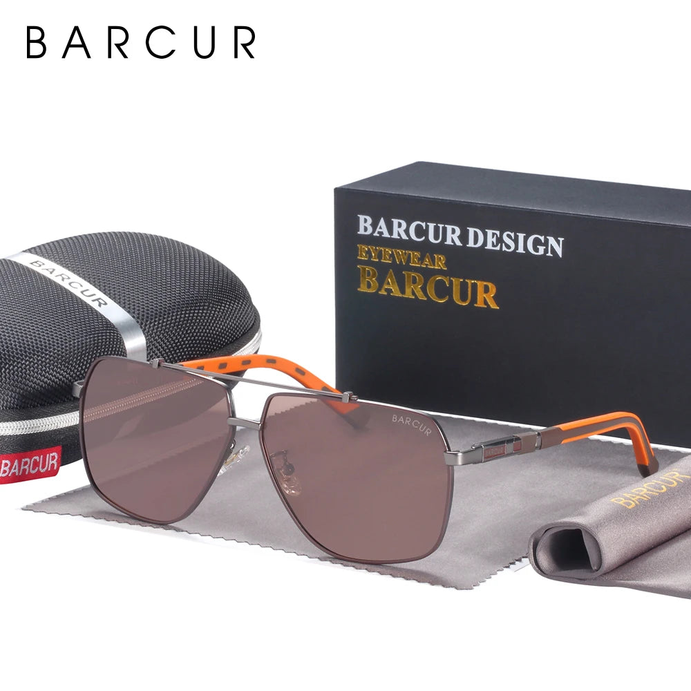 BARCUR Square Mens Sunglasses Polarized Driving Gradient Sun Glasses for Men UV400 Shades Eyewear Oculos Gafas De Sol
