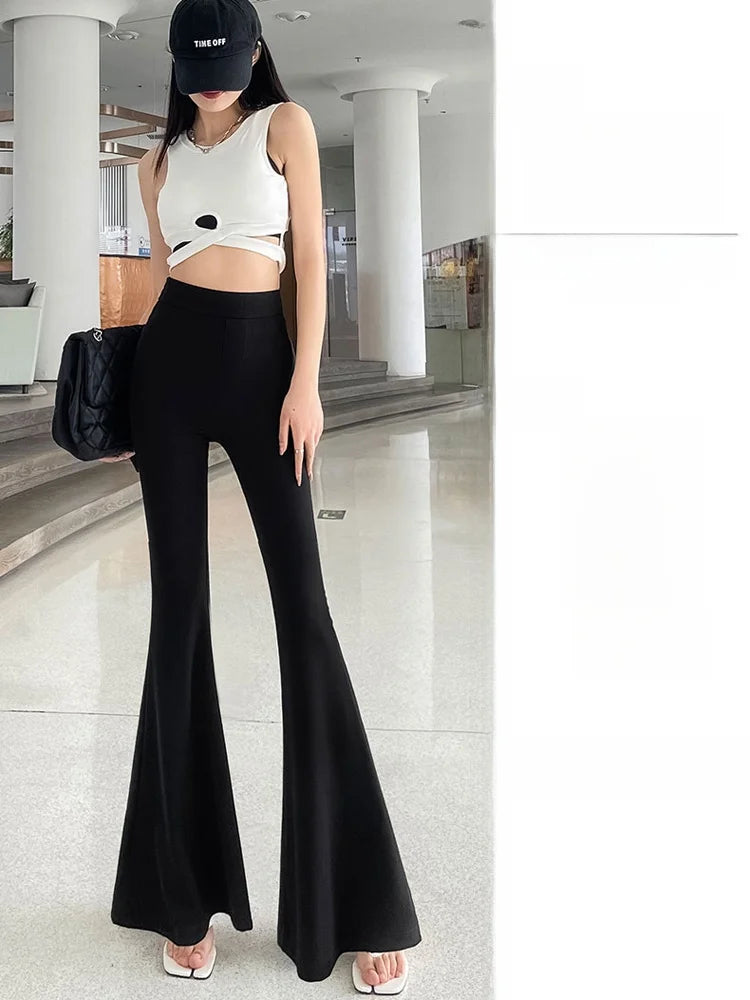 Bla Slimming High Waist Wide Leg Pants Women's Summer Thin Extended Tall Micro Flared Casual Drapey Commute Sle Trousers