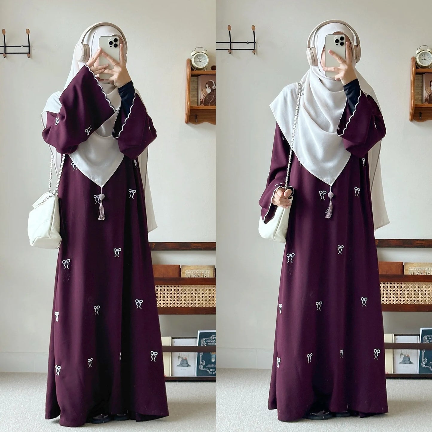 Eid Women Party Dress Muslim Abaya Bow Embroidery Modest Jalabiya Ramadan Long Dresses Abayas Vestidos Largos Kaftan Long Robe
