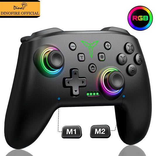 وحدة تحكم لاسلكية Dinofire بتقنية البلوتوث RGB لأجهزة Nintendo Switch/Switch OLED/Switch Lite/PC/Mobile Gamepad متعددة الوظائف