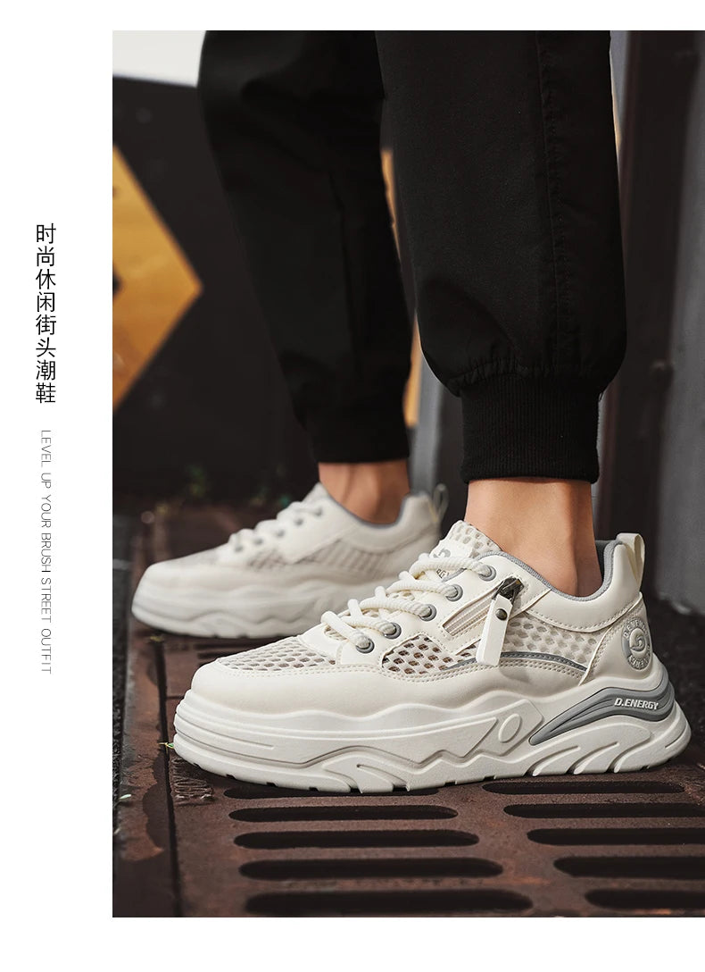 Men's breathable mesh casual sports shoes summer new walking shoes fashion trendy shoes soft-sole student sneakers running shoes