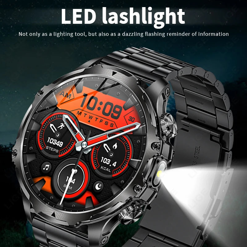 LIGE New 1.9" AMOLED 416*416 Screen Smart Watches Flashlight Outdoors Sports Fitness Tracker 700mah Large Battery Men Smartwatch