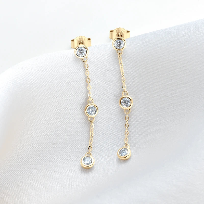 RAPRGOLD Moissanite Necklace Earrings Bracelet Ring Fine Jewelry Set for Women S925 Sterling Silver Round Pendant Chains Gifts