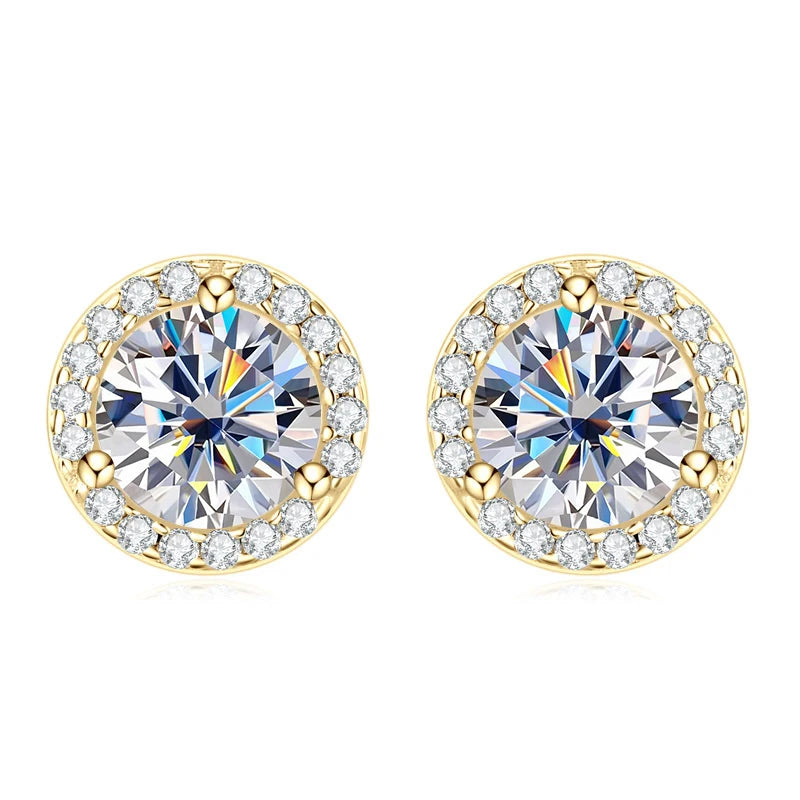 Lnngy Sparkling 5MM 6.5MM 8MM Certified Moissanite Earrings 925 Sterling Silver Round Stud Earring 2025 New Women Jewelry Gift
