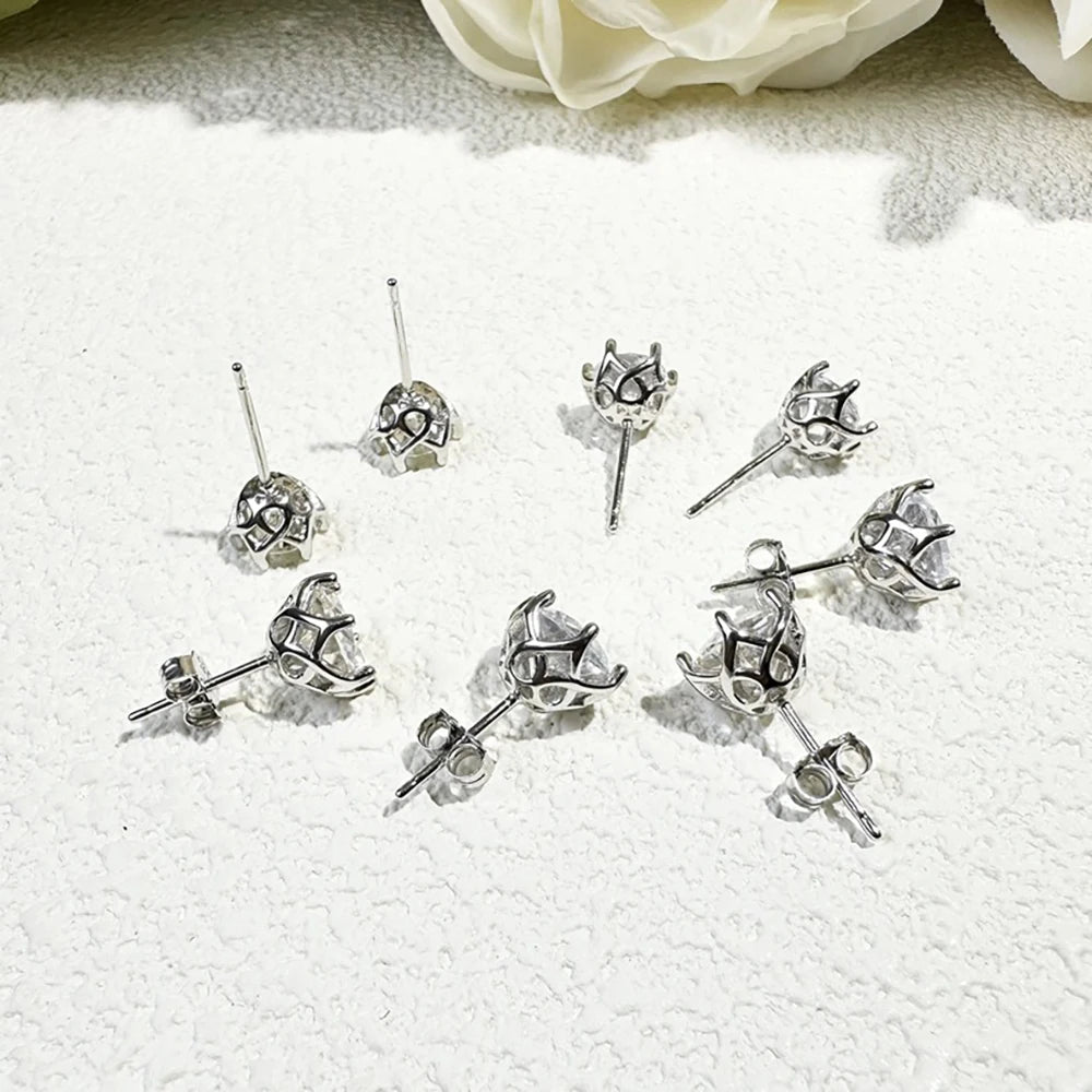 JoyceJelly 1/2/4CT VVS D Color Moissanite Russian Cut 8H8A Lab Diamond Stud Earrings For Women S925 Sterling Silver Fine Jewelry
