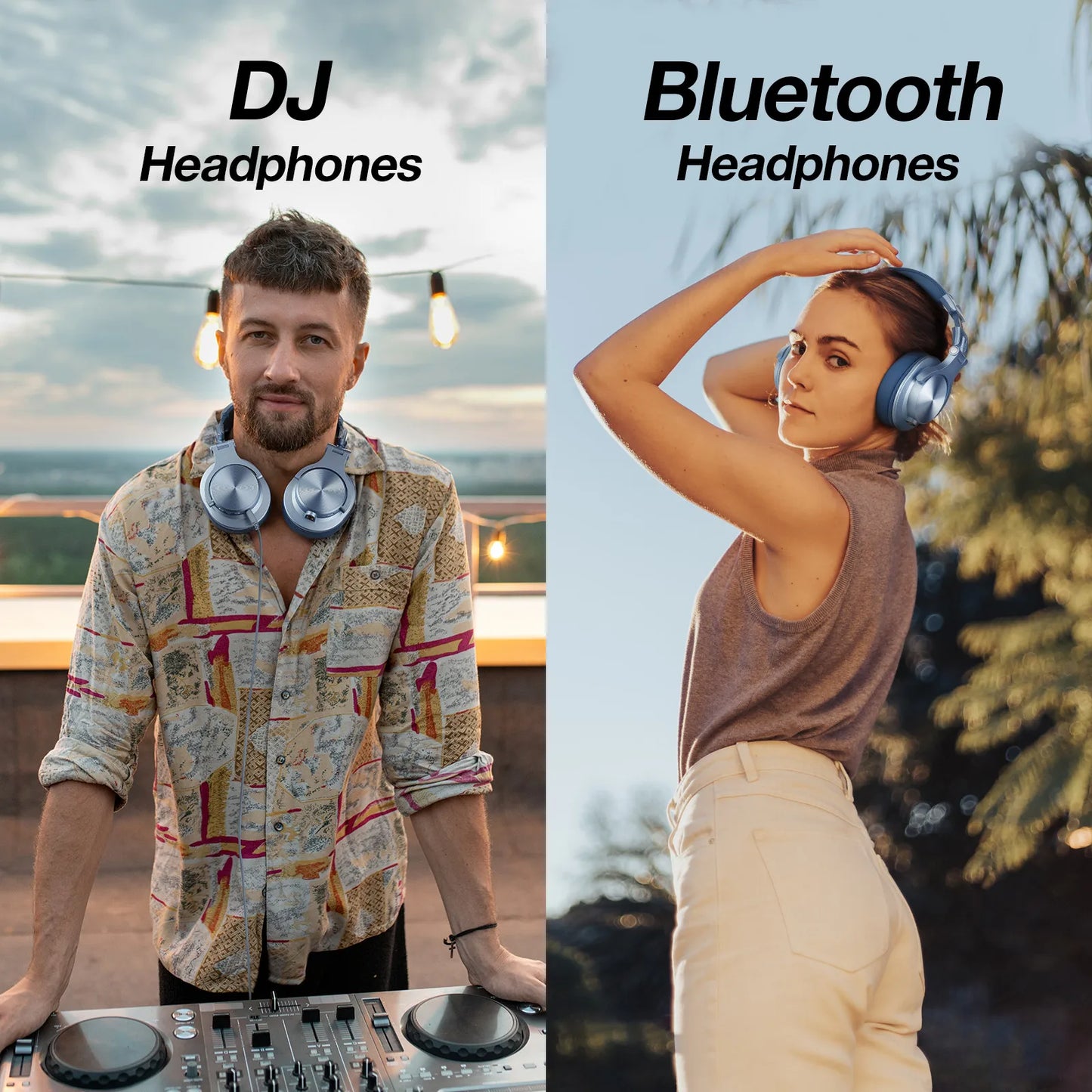 Oneodio A70 Wireless Bluetooth 5.2 Headphones 72Hrs Over Ear Hi-Res Audio 3.5mm/6.35mm Wired Studio DJ Headset With Microphone