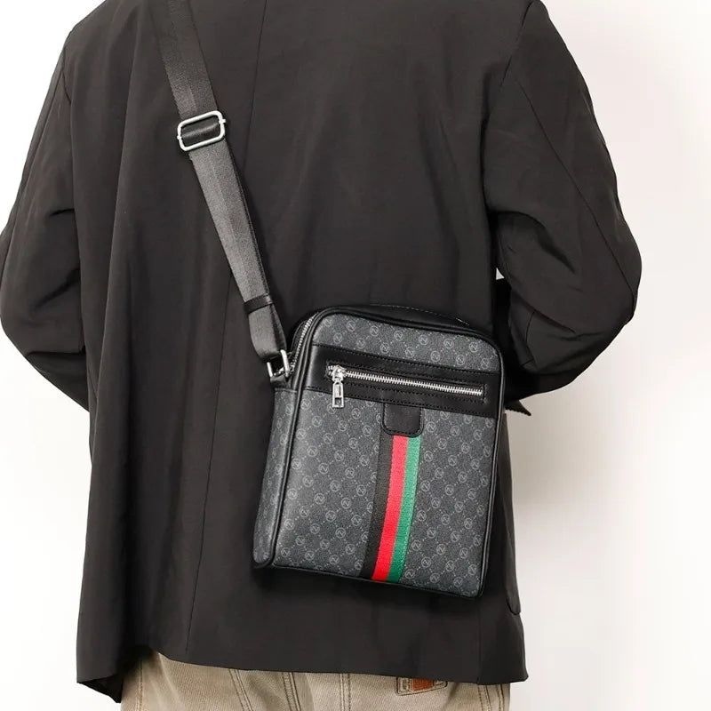 Square Crossbody Bag – Men's Luxury Plaid Letter Print Sling Messenger Bag