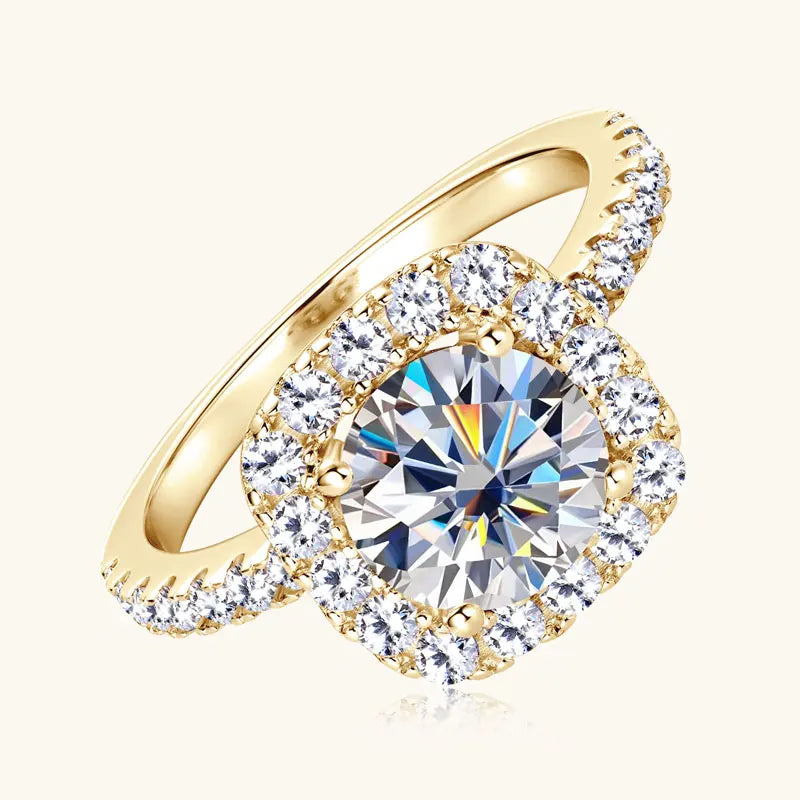Lnngy 8mm 2ct Moissanite Halo Ring Certified 925 Sterling Silver Engagement Rings For Women Girls Wedding Party Jewelry Gift