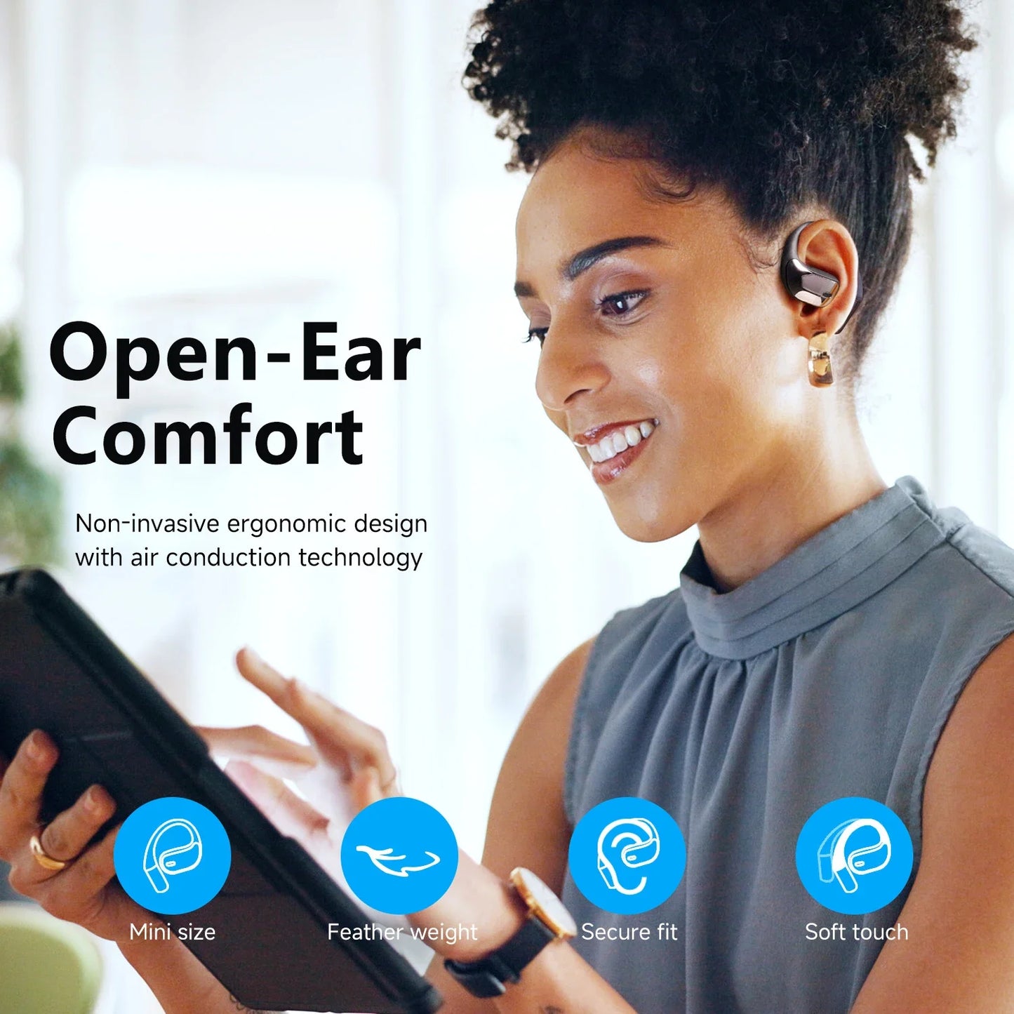 Oneodio SuperEQ T44 Open Ear Earphones Wireless Bluetooth 5.3 Headphones Air Conduction Sports Earbuds With 4 ENC Mic Bass OWS