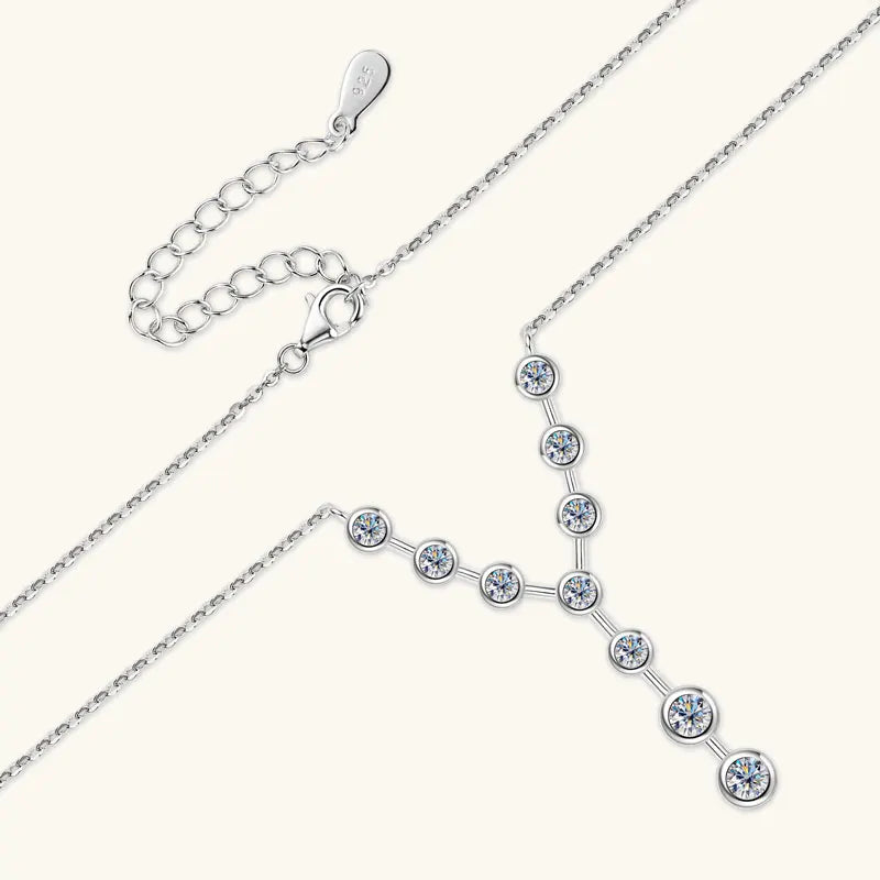 Lnngy 4mm&3mm Moissanite Pendent Necklace 925 Sterling Silver Fashion Sexy Y-Shaped Necklaces for Women 2025 Party Jewelry Gift
