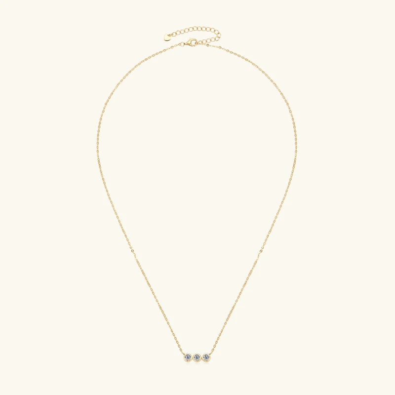 IOGOU 3mm Moissanite Jewelry Sets Real 925 Silver for Women 3 Stones Pendant Necklace Stud Earrings Set Valentine's Day Gifts