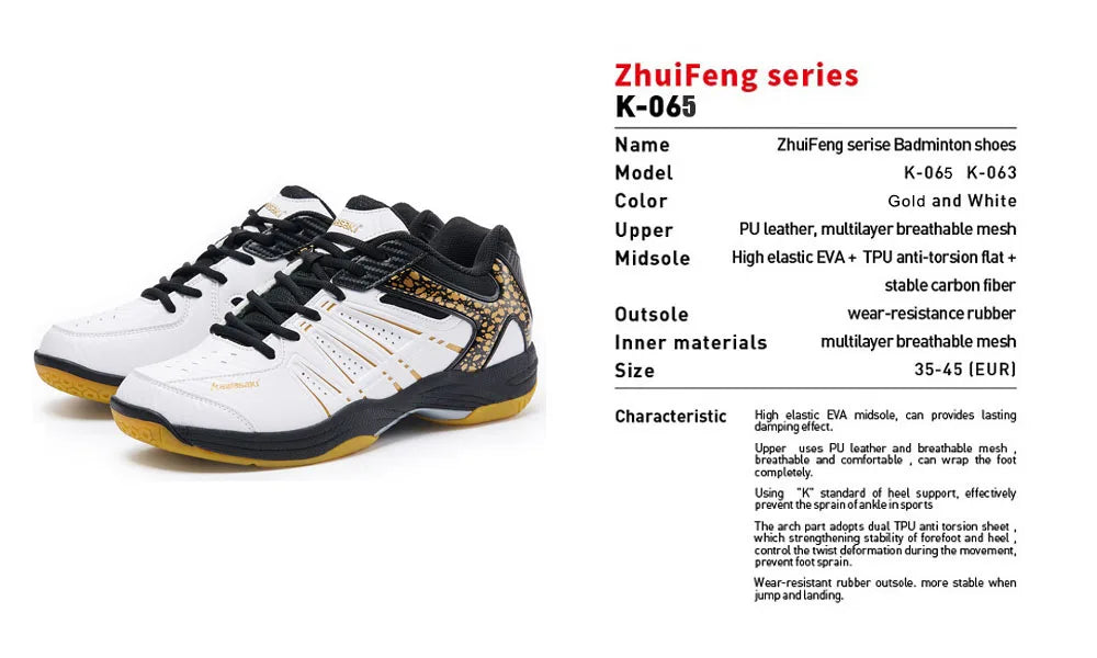 Kawasaki Professional Badminton Shoes Breathable Anti-Slippery Sport Shoes for Men Women Sneakers K-065