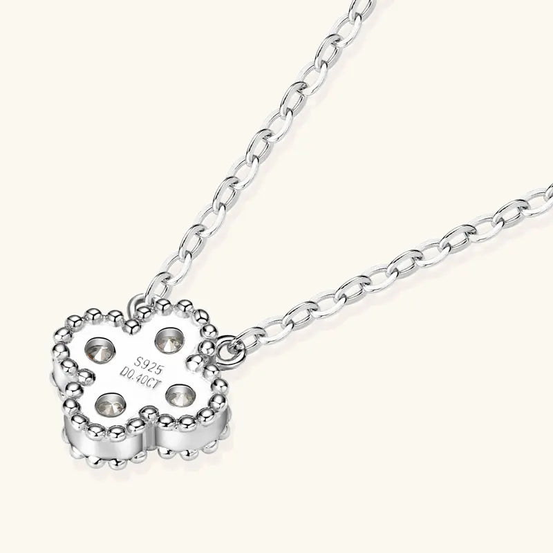 RAPRGOLD GRA Moissanite Four Clover Flower Charm Pendant Necklace Bracelet Set for Women S925 Sterling Silver Fine Jewelry Gifts