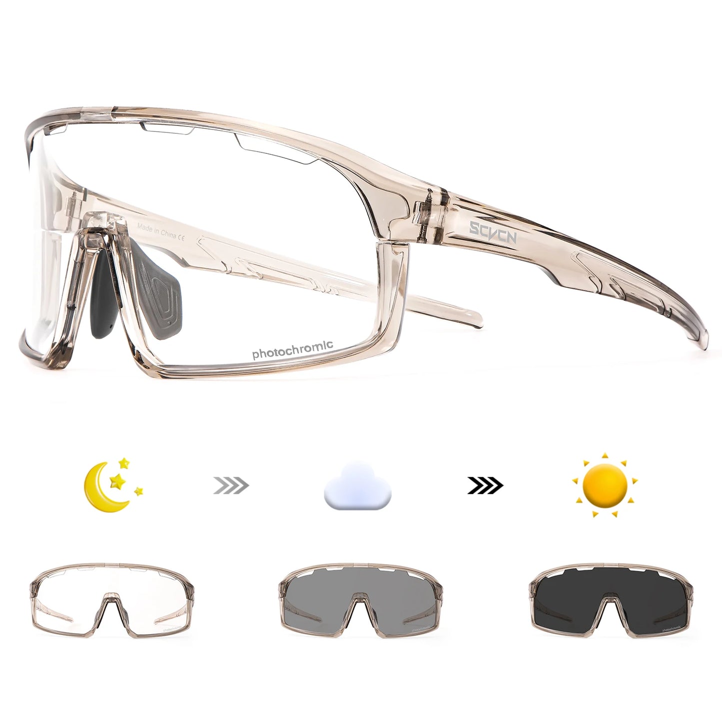 SCVCN New Photochromic Glasses Cycling Sunglasses Men Outdoor Sports Glasses Women Driving Bicycle Eyewear UV400 Hiking Goggles
