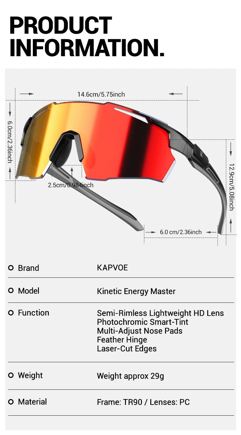 Kapvoe New Ultra HD Bicycle Sports Glasses Men Women Outdoor Road Riding Sunglasses Mountain UV400 Cycling Driving Goggles
