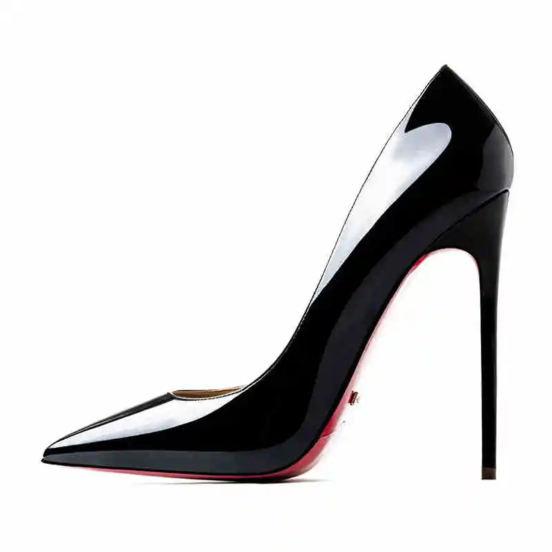 12cm (3) Women’s Patent Leather Pointed-Toe High Heels – 12cm Thin Heel