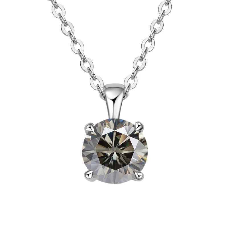 JoyceJelly Classic Four Prong 1ct Moissanite Necklace Women's 925 Sterling Silver Plated 18k Gold Pendant Luxury Fine Jewelry