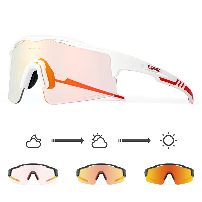 KAPVOE Photochromic Cycling Glasses Outdoor Sports Sunglasses for Man Bicycle Eyewear MTB Cycling Women Road Bike UV400 Goggles